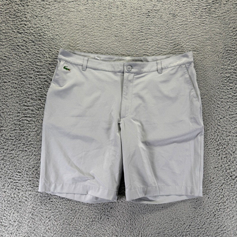 Lacoste Shorts Mens 38 Gray Polyester Golf Sports Performance Athletic Stretch